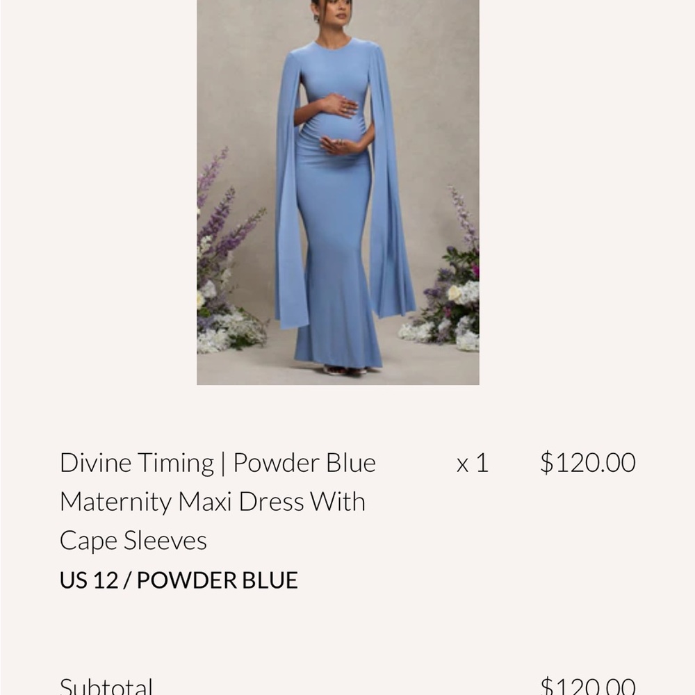 Powder Blue Maternity Maxi Dress with Cape Sleeves
